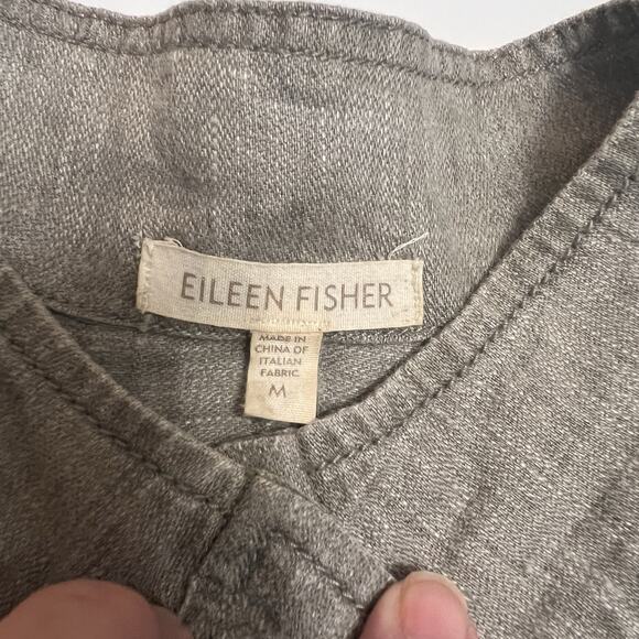 Eileen Fisher Linen Stand Collar Shirt Jacket in Taupe Size Medium - Picture 3 of 6